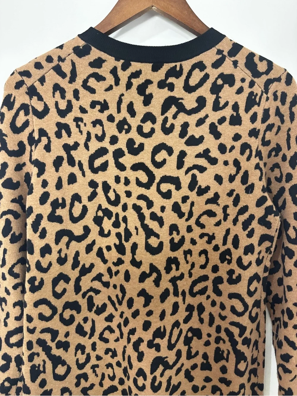 J.Crew Leopard Wool Blend Sweater Dress Brown Black Size S